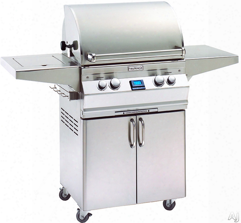 Fire Magic Aurora Collection A430s6e1n62 56 Inch Freestanding Gas Grill With 432 Sq. In. Cooking Surface, 50,000 Btu, 13,000 Btu Backburner, Interior Halogen Lights And Hot Surface Ignition: Natural Gas, Single Side Burner, With Cart And Rotisserie