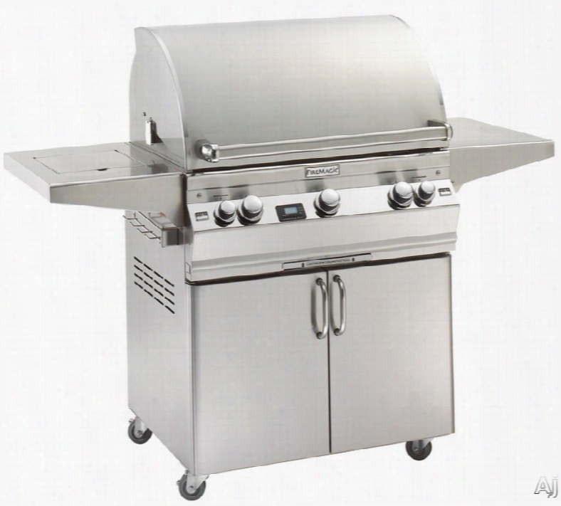 Fire Magic Aurora Collection A660s6l1x62 62 1/4 Inch Freestanding Grill With 660 Sq. In. Grilling Area, 92,000 Btu Outpt, Rotisserie, 1 Infrared Burner, Warming Rack, Meat Probe, Digital Thermometer, Advanced Pungent Surface Ignition And Interior Lighting