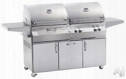 Fire Magic Aurora Collection A830s6lan61cb 80 3/4 Inch Freestanding Combo Gas And Charcoal Grill With 828 Sq. In. Grilling Area, 89,000 Btu, Rotisserie, 1 Infrared Burner, Hot Surface Ignition, Charcoal Igniter, Charcoal Crank, Analog Thermometer And Stor