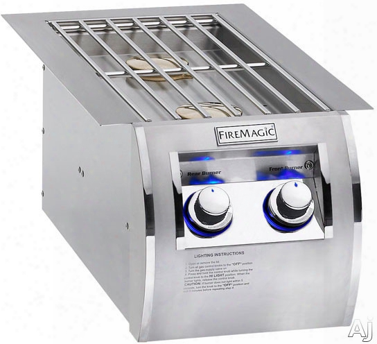 Fire Magic Echelon Collection 32814 Double Side Burner With Two 15,000 Btu Burners And Stainless Steel Grids: Natural Gas