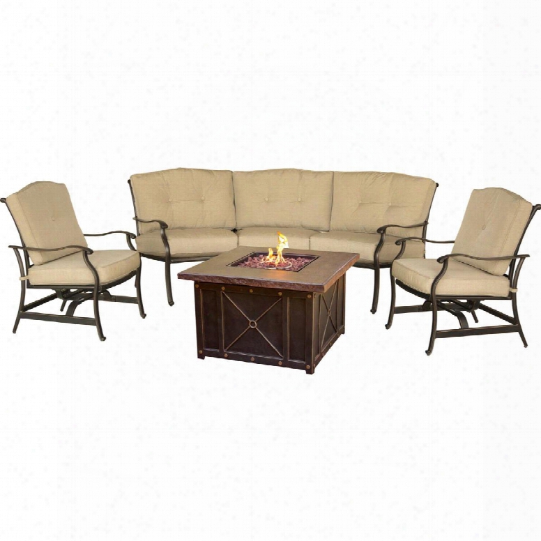 Hanover Outdoor Furniture Traddura4pcfp Tradtiions 4-piece Conversation Set With 40 In. Durastone Fi