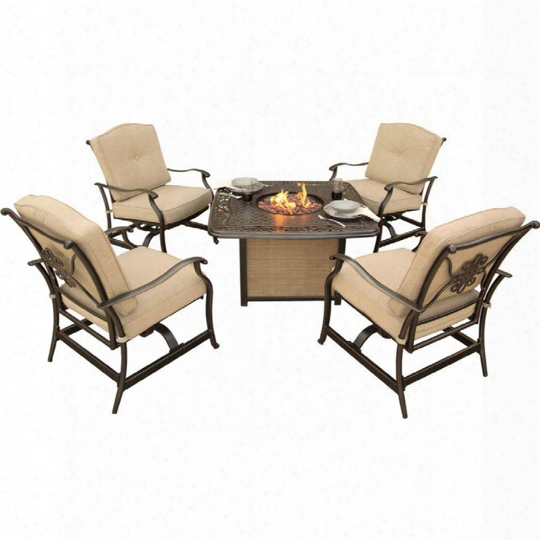 Hanover Outdoor Furniture Traditions5pcfp Traditions 5-piece Seating Set With Cast-top Fire Pit Tabl