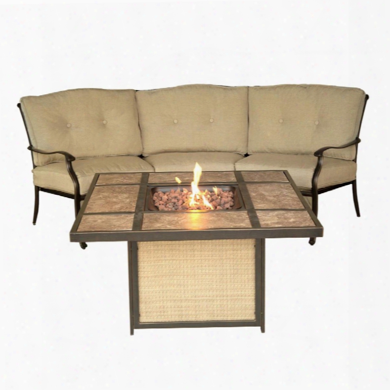 Hanover Outdoor Furniture Tradtile2pcfp Traditions 2-piece Seating Set With Tile-top Fire Pit
