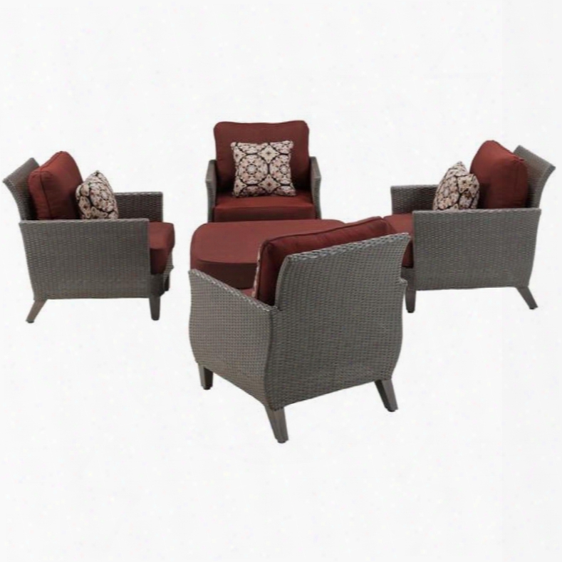 Hanover Outdoor Sav-5pc-red Savannah 5-piece Chat Set In Crimson Red