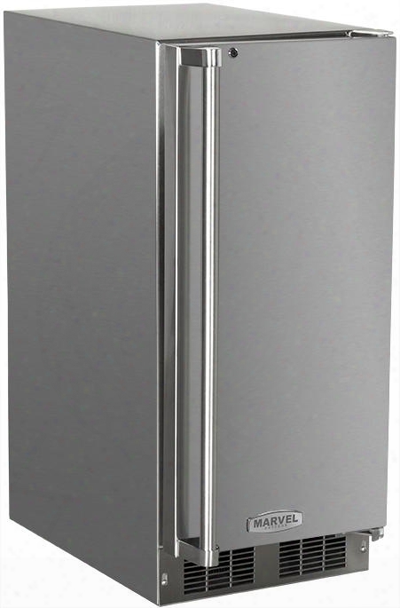 250imssfr 15" Solid Stainless Door Outdoor Ice Maker With Crescent Ice Cubes Close Door Assist System Manual Defrost 15 Lbs. Storage 12 Lbs. Daily Ice