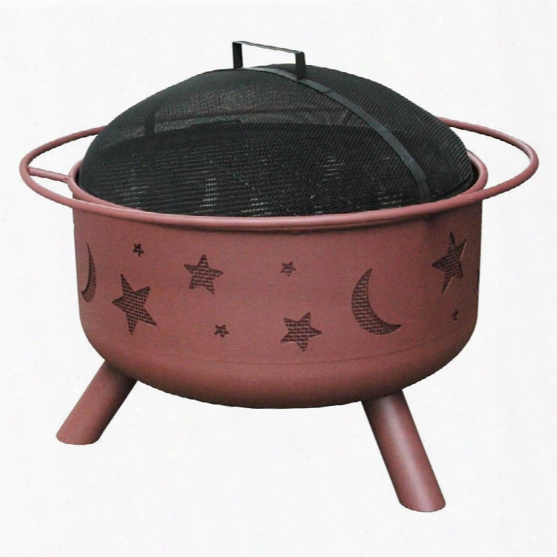 28335 Big Sky Firepits With 12.5" Deep Firebowl Spark Screen Stars/moon Pattern And Steel Construction In Georgia Clay