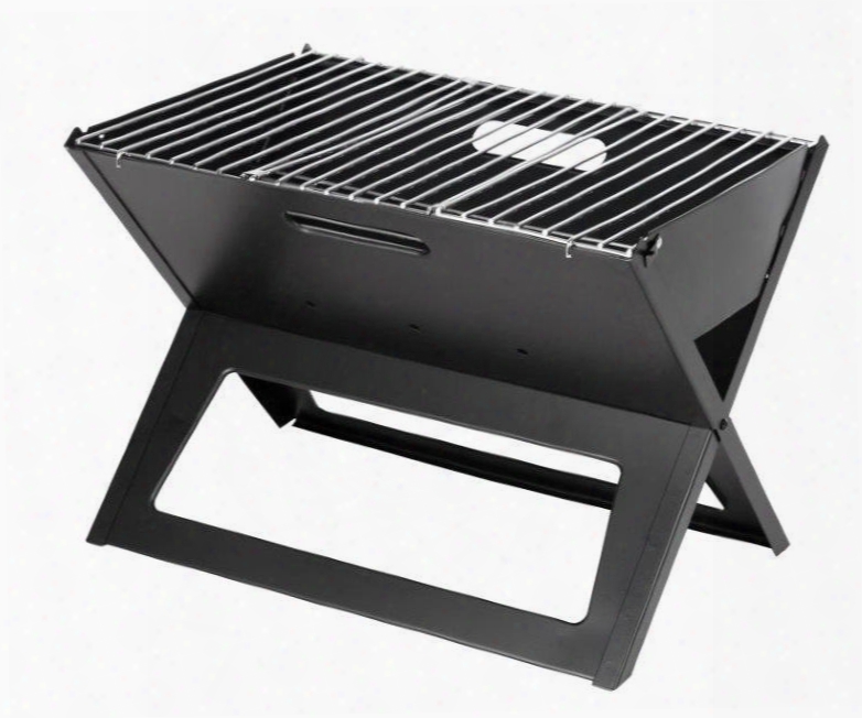 60508 Black Portable Notebook Charcoal Grill With High Heat Resistant Painted Steel