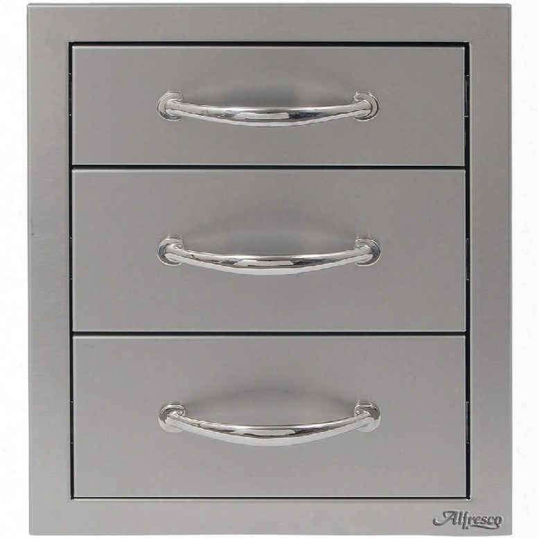 Ab-3dr 17" Three Tier Storage Drawers With All-welded Stainless Steel Construction 3 Drawers German Engineered Smooth Gliding Full Extension Slides And