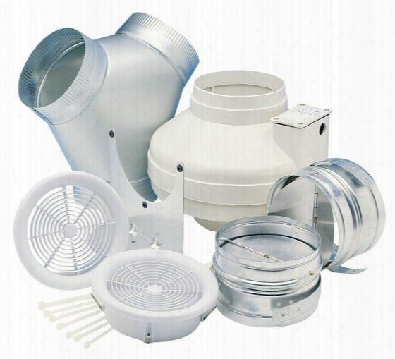Aik26y Dual Inlet In Line Exhaust Fan Kit 230 Cfm 6" Round Ducting Energy Star. Includes Fan (2) 6" Room Inlet Grill And