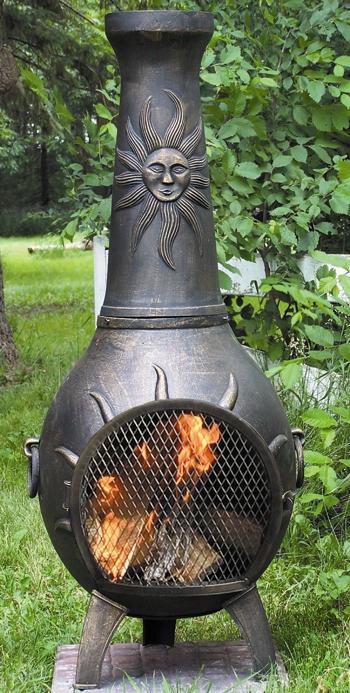 Alch029gagklp Gas Powered Sun Stack Chiminea Outdoor Fireplace In Gold Accent - Liquid