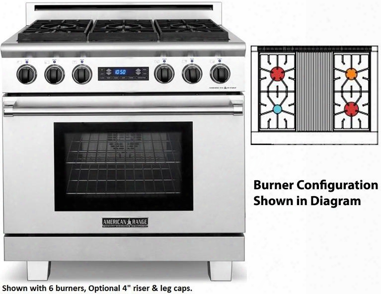 Arr-364grdfn 36" Medallion Series Dual Fuel Range With 5.3 Cu. Ft. Oven Capacity 4 Sealed Burners 3 Size Burners 11" Char-grill Self-cleaning And
