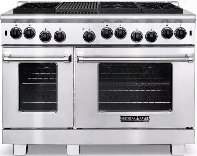 Arr-486gr-l 48" Heritage Series Gas Range With 4.9 Cu. Ft. 30" Oven Capacity 2.7 Cu. Ft. 18" Oven Capacity 11" Char-grill 6 Sealed Burners And Innovection