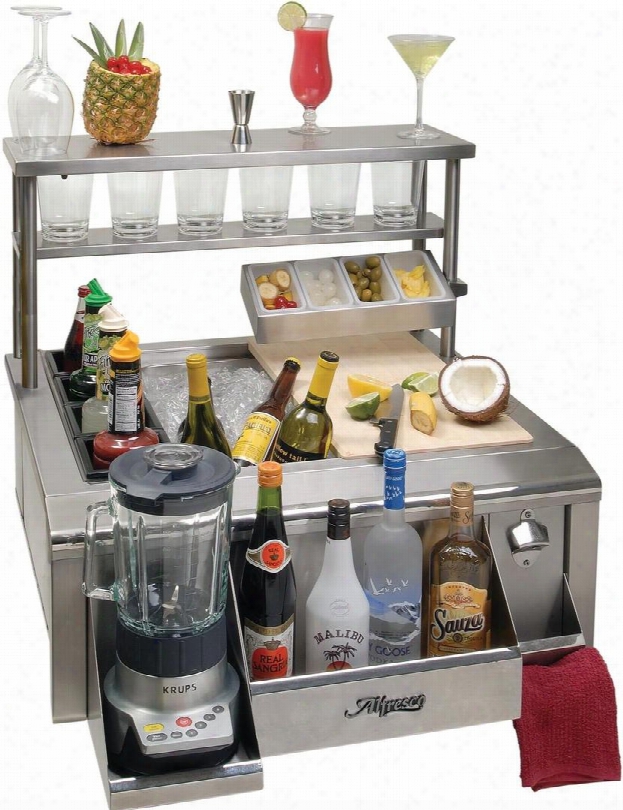 Barpackage 30" Bar Package For Main Sink System Includes Cutting Board Speed Rail Towel Holder 6" Deep Ice Pan Bottle Wells Blender Shelf Bottle Opener