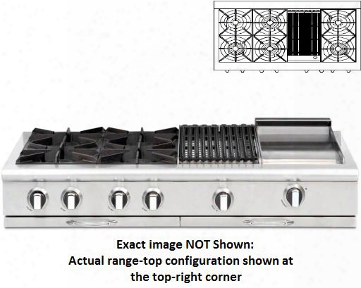 Culinarian Series Cgrt484b2-l 48" Restaurant Style Liquid Propane Range Top With 6 Burners A 12" Bbq Grill Ez-glides Drip Trays And