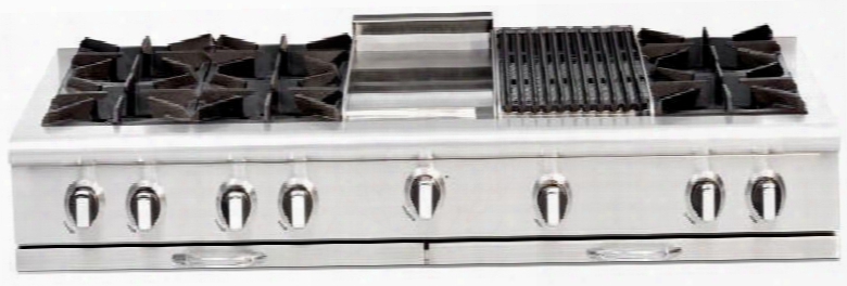 Culinarian Series Cgrt604bg2-l 60" Restaurant Style Liquid Propane Range Top With 6 Burners 12" Bbq Grill And 12" Thrmo-griddle In Stainless