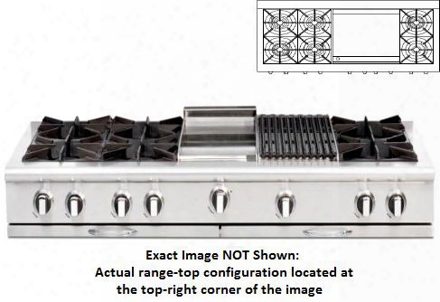 Culinarian Series Cgrt604gg2-n 60" Restaurant Style Natural Gas Range Top With 6 Burners And A 24" Thermo-griddle Grill In Stainless