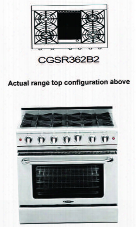 Culinarian Series Cgsr362b2l 36" Freestanding Liquid Propane Range With 4 Open Burners Hybrid Radiant Bbq Grill Moto-rotis Rotisserie And Flex-roll Oven