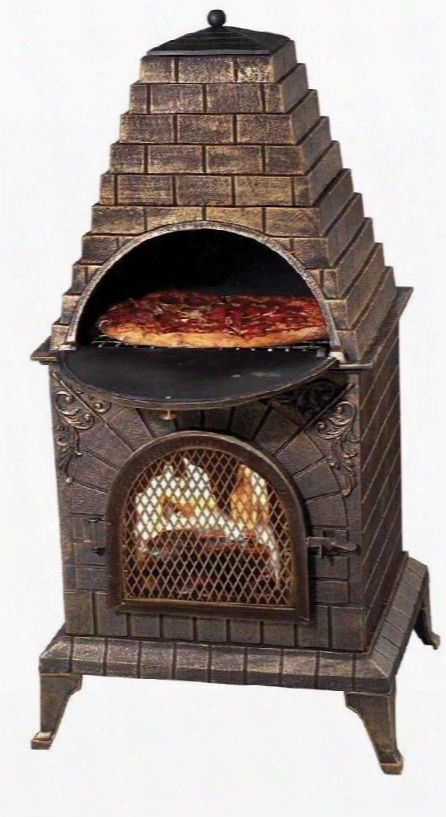 Dm-0039-ia-c Aztec Allure Cast Iron Chiminea Pizza Oven In Antique