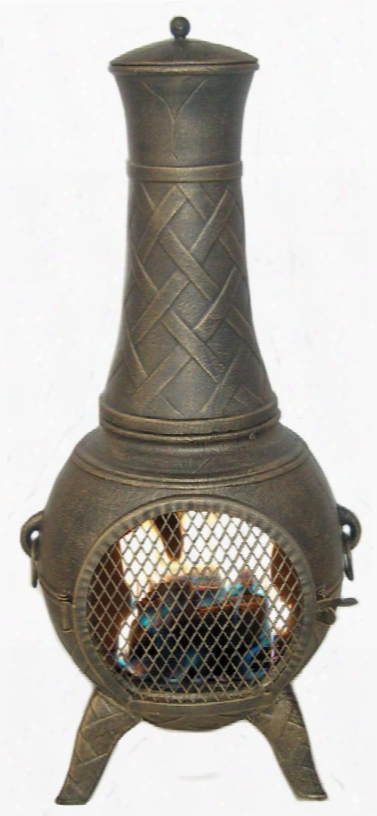 Dm-6035j-aa Western Basket Weave Jr. Aluminum Chiminea In Antique