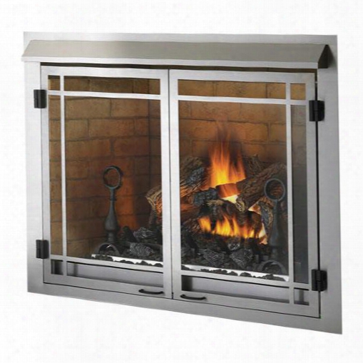 Gss42n 65 000 Btu Outdoor Natural Gas Fireplace 100% Stainless Steel Construction Double Doors With Heat Resistant