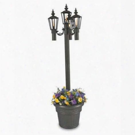Islander 00560 Four Citronella Outdoor Post Lantern With Planter With Optional Fuel In