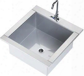 Oci Ds 23" Drop In Single Bowl Outdoor Sink With 10" Depth And Faucet & Drain Included: Stainless