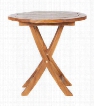 TS26 26" Teak Side Table with Java Indonesian Teak Fold Away Design and Stretcher in Natural Teak