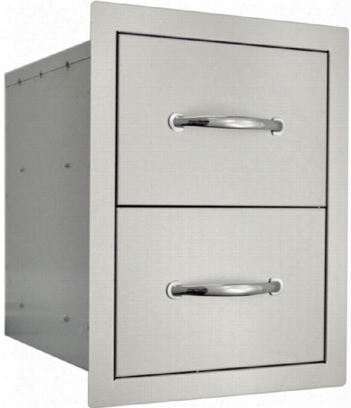 So2d20x15 Built In Stainless Steel Double Drawer Wth Flat Frame Flush Mount Self Rimming Design And Full-extension Drawer Guides With Captive Ball