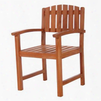 Td20 24" Dining Chair With Solid Teak Construction Stretchers And Vertical Slats In Light Teak