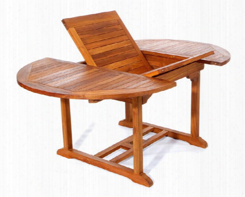 Te70 48" - 72" Oval Extension Table With Butterfly Extension Leaf Java Indonesian Teak And Stretcher In Light Teak