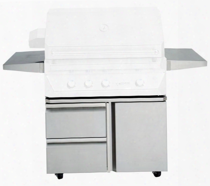 Tegb36sd-b Grill Base With Soft Closing Door Self-latching Drawers Heavy Duty Casters Fold Down Side Shelves And Stainless Steel