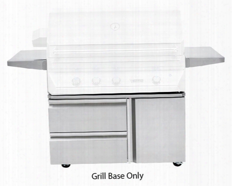 Tegb42sd-b 42" Grill Base With Storage Drawers Soft Closing Door Flush Handle Pull Out Tank Tray Casters And Side Shelves In Stainless