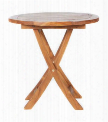 Ts26 26" Teak Side Table With Java Indonesian Teak Fold Away Design And Stretcher In Natural Teak