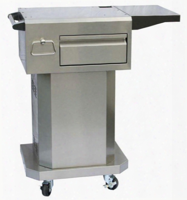 Tsgb24 24" Salamangrill Pedestal Base With Four Heavy Duty Wivel Casters Side Shelf 100 Lbs. Capacity Drawer And Towel Ring In Stainless