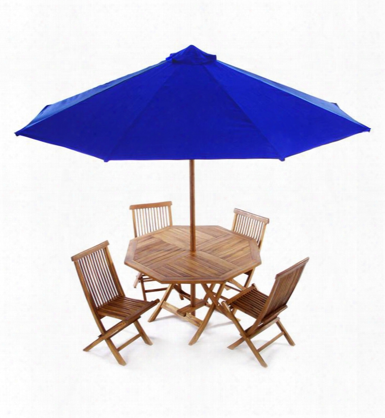 Tt6p 6-piece Patio Set With Round Folding Table Four Folding Chairs And