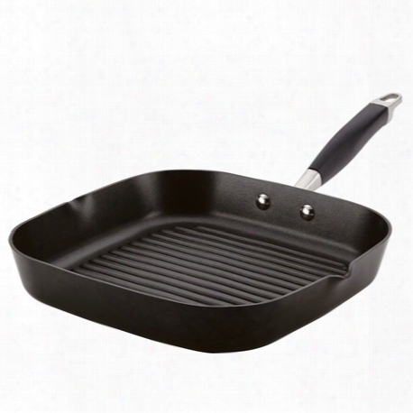 11-inch Deep Square Grill Pan With Pour Spouts, Black