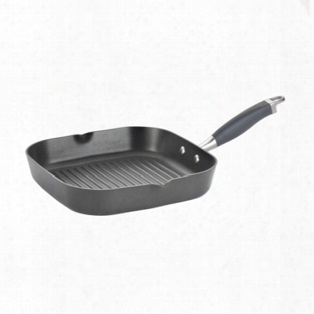 11-inch Deep Square Grill Pan With Pour Spouts, Gray