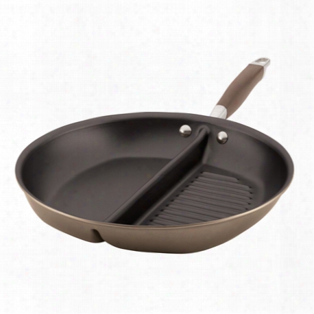 12.5-inch Divided Grill And Griddle Skillet, Bronze