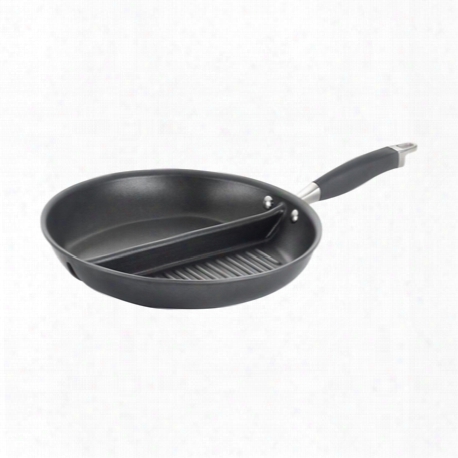 12.5-inch Divided Grill And Griddle Skillet, Gray