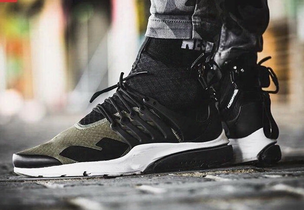 2016 Acronym Air Presto Mid Running Shoes,discount Cheap Sneaker Trainers Sportswear,black-bamboo Lava Olive/cargo Green Sports Running Shoe