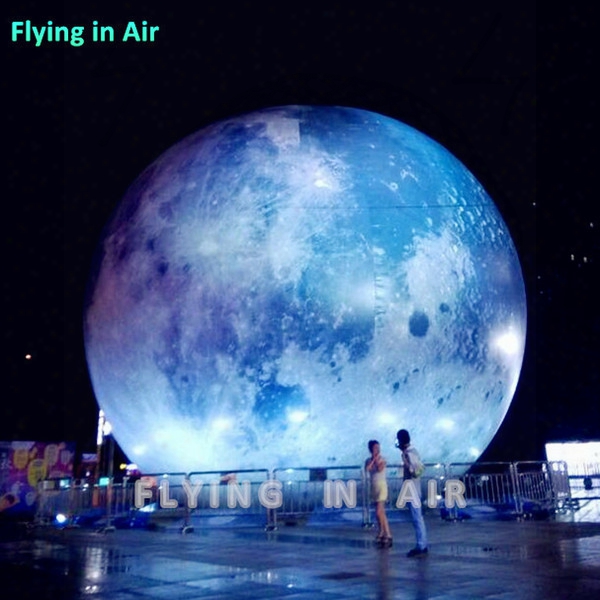 6m Advertising Inflatale Giant Moon For Outdoor With Led Light