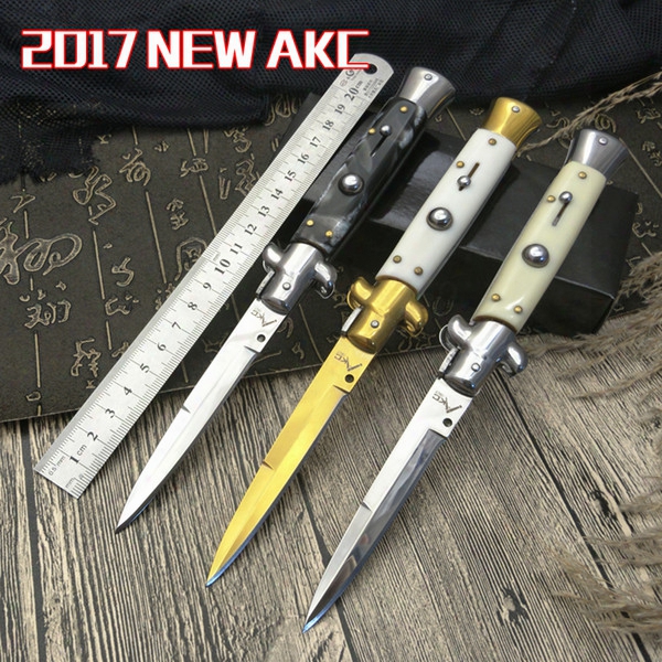 7 Model Optional 9 Inches Akc Italian Mafia Switchblades Outdoors, Hunting Knife Survival Knife 1 Psc Freeshipping Christmas Gifts To Men