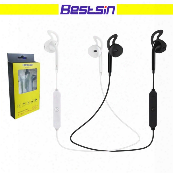 Bestsin S6 Wireless Bluetooth Headphone Stereo Cellphone In-ear Headset With Microphone Outdoor Sport Running For Smart Phone