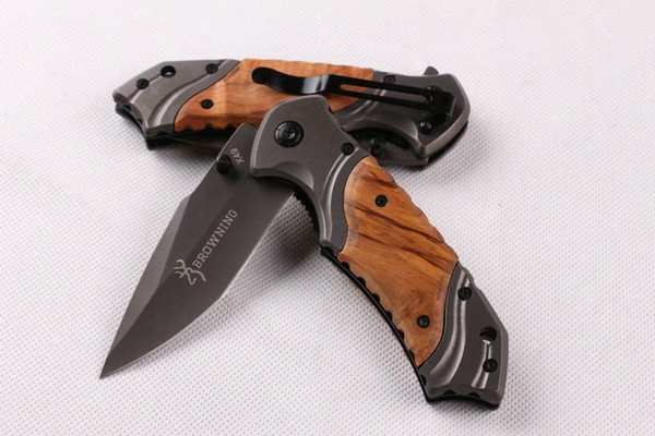 Browning X49 Titanium Pocket Folding Knife Fast Open Tactical Camping Hunting Survival Knife 57hrc Wood Handle Outdoor Gear Utility Edc Tool