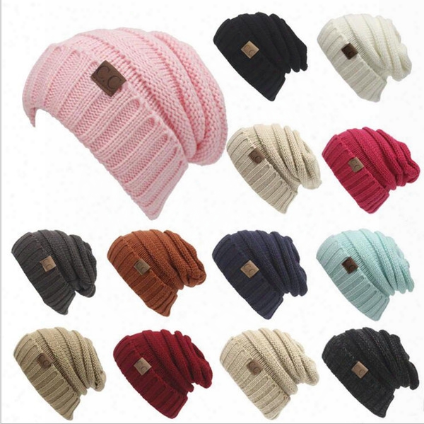 Cc Knitted Hats Cc Trendy Winter Beanie Warm Oversized Chunky Skull Caps S Oft Cable Knit Slouchy Crochet Hats Fashion Outdoor Hats Yya257