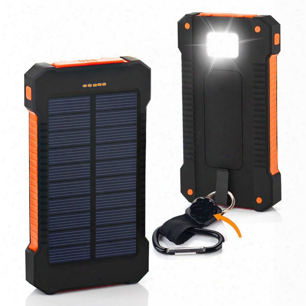 Compass Solar Power Bank 30000mah Universal Battery Charger With Led Flashlight And Compass For Outdoor Camping Waterprooof Anti-fall