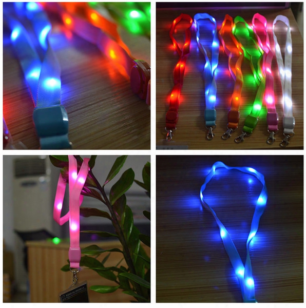 Fashi0n Nylon Multi-colors Led Flashing Lanyard Id Card Pendanthanging Cord For Party, Shows And Outdoor Activities. Led Lighted Toys