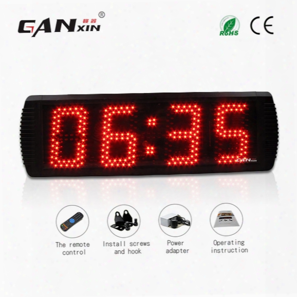 [ganxin]hot Sell 5 Inch 4 Digits Semi-outdoor Led Display Wall Clock With Black Aluminum Alloy Form Timer Countdown And Countup Function