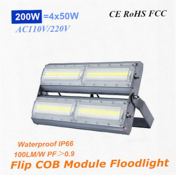 High Power 200w Flip Cob Ultrathin Floodlights 20000lm Ac110v 220v Module Led Cast Light Ip66 For Tunnel Gas Station And Outdoor Lighting