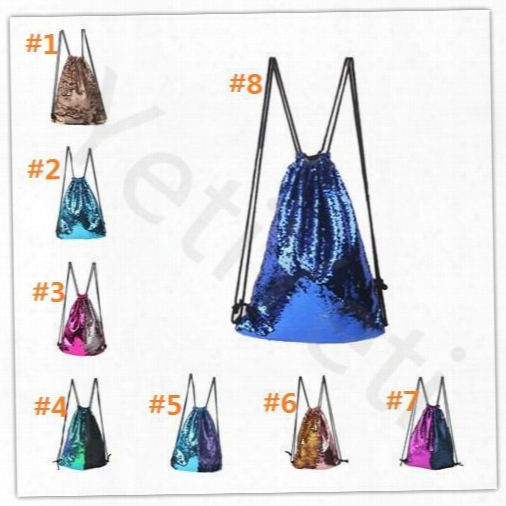 Hot Sale Mermaid Sequin Backpack Sequins Drawstring Bags Reversibpe Paillette Outdoor Backpack Glitter Sports Shoulder Bags Travel Bag